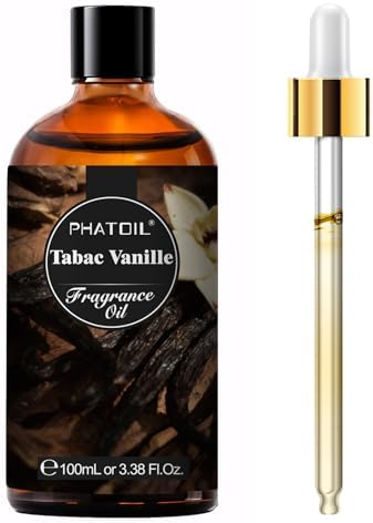 PHATOIL Tabac Vanille Fragrance Oil for Diffuser Aromatherapy 3.38FL.OZ | Long Lasting Scented Oils For Humidifier, Air Freshener, DIY Soap Candle, Scent Project Making, Aroma Oil for Home Freshening