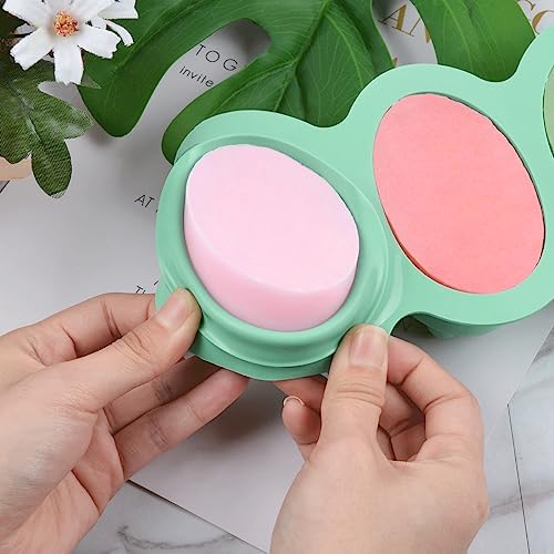 Silicone Soap Mold, 4 Cavity Oval Massage Soap Mould Cookie Chocolate Cake Mold Tray for DIY Homemade Craft (Green)