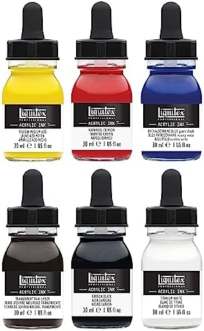 Liquitex Professional Acrylic Ink, 1-oz (30ml), Essential Color Set, Set of 6