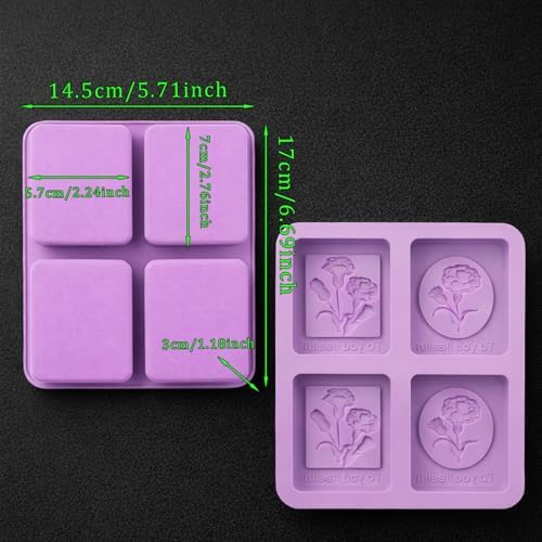 2 Pack Mother's Day Mold Carnation Flower Soap Molds Flowers Silicone Soap Mold Carnation Mold Carnation Silicone Molds Square Handmade Soap Mould for Wax Soap Candle Lotion Bath Bombs Cake Chocolate
