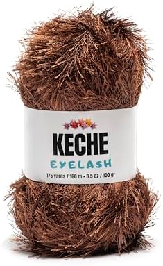 Eyelash Fun Fur Yarn - Premium Soft Crochet Yarn DIY Hand Knitting 100% Polyester 175 Yds 3.53 Oz - Brown