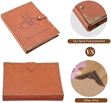ZEEYUAN Leather Scrapbook DIY Photo Album 60 Pages Vintage Scrap Book Memory Photo Album 8.5x11 inch, Family Travelling Scrapbook Scrapbooking Kits for Couples Anniversary Birthday Gift