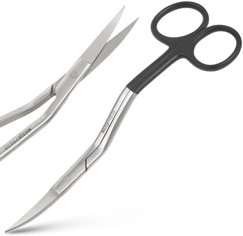 Bent Handle Double Curved Embroidery Scissors 6 Inch Stainless Steel Embroidery Scissors for Fabric Stitches and Crafting Machine Embroidery Sewing Applique scissors.