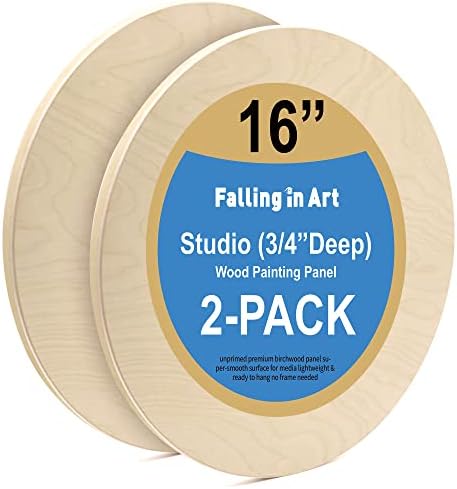 Falling in Art 2 Pack 16'' Unfinished Round Birch Wood Panels