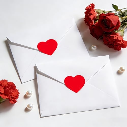 Anwyll Heart Stickers - 500Pcs 2Inch Valentines Day Heart Stickers Red Heart Shape Sticker for Reward Classroom Self Adhesive Love Incentive Sticker for Envelope Seal Card Birthday Wedding Favors