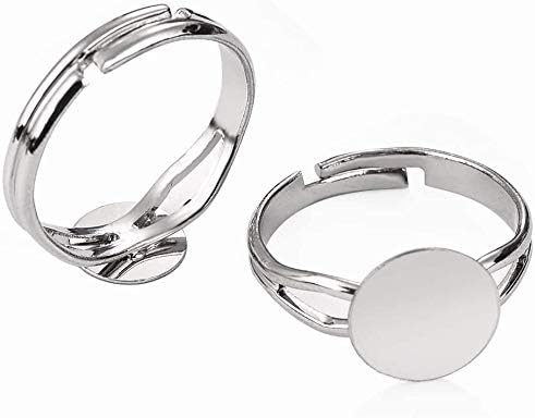 LANBEIDE 40-Pc Adjustable Ring Blanks with 12mm Base for Jewelry Making