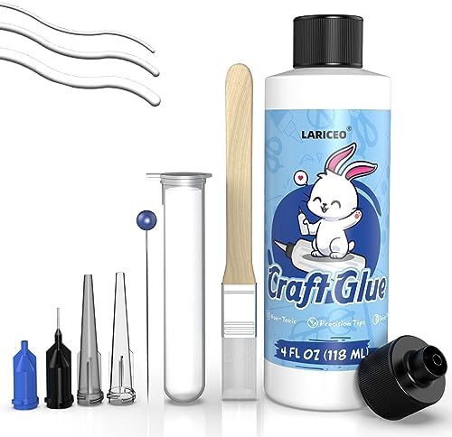 Craft Glue 4oz with Precision Tips | Quick Dry Clear Strong Permanent Tacky Glue for Fabric & Paper Crafts, Scrapbooking, Card Making Supplies