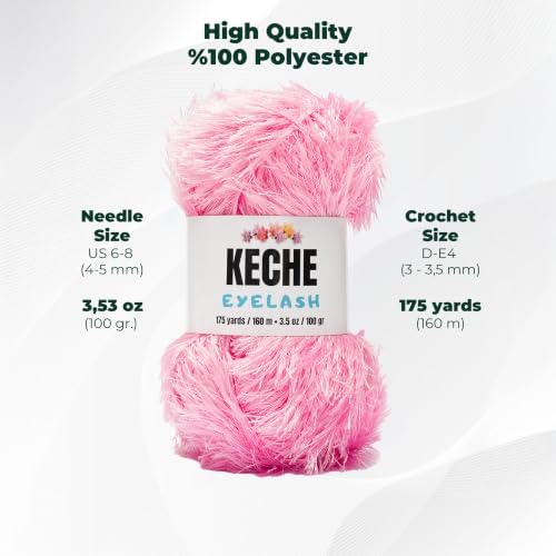 Eyelash Fun Fur Yarn - Premium Soft Crochet Yarn DIY Hand Knitting 100% Polyester 175 Yds 3.53 Oz (Pack of 3) - Baby Pink
