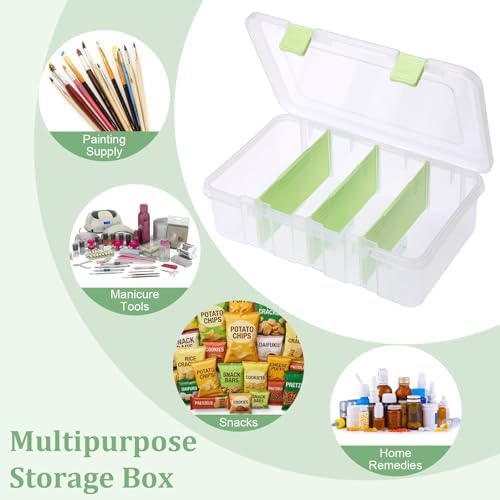 BTSKY Clear Plastic Dividing Storage Box with 4 Compartments Sewing Box