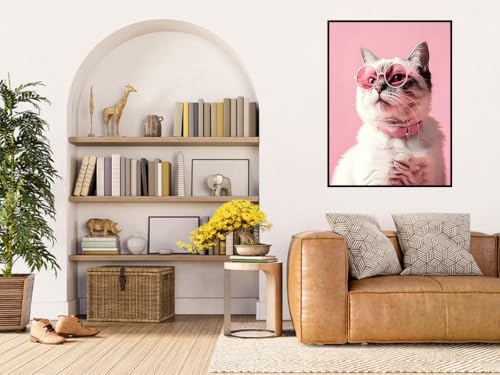 Benjenes 4Pack Pink Cat Diamond Art Kits for Adults, Diamond Painting Kits