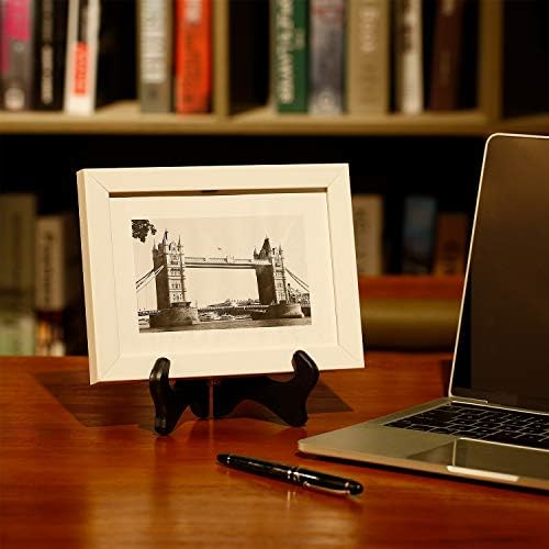 Tatuo 4 Packs Wooden Display Stand Plate Holder Easels, black, 6 Inch