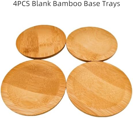 4PCS Mosaic Bamboo Coasters for Crafts, Blank Base Trays, Drinking Cup Coaster, Plant Coaster, Art Plate,DIY Mosaic Supplies (Bowl Shaped)