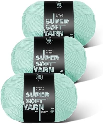 Acrylic Yarn for Crocheting & Knitting – Soft Crochet Yarn for Crocheting, 3 Pack of 370 Yards, Perfect for Crafts & Amigurumi, Medium Worsted Weight 4, Mint
