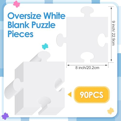 60 Pcs Blank Puzzle Pieces White 8 x 9 Inch DIY Crafts Kids Adult