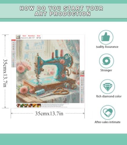 GEWOUVIN Sewing Tools Diamond Art Kits for Adults, Diamond Painting Kit Adults for Beginners, Round 5D DIY Dimond Art,Full Drill Painting Kit Art and Crafts for Adults Home Wall Decor【13.8x13.8inch】