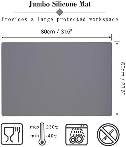 Gartful Silicone Mat Dark Gray 31.5" x 23.6" x 0.07", Large Crafts Sheet, Desk Work Pad, Countertop Protector, Heat Resistant Table Placemat, Resin Casting Molds, Nonstick