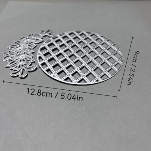 Cutting Dies Metal Stencils Scrapbooking Tools DIY Embossing Template for Paper Card Making Album Arts Crafts Supplies (Round Grid Frame Flower-12.8x9cm)