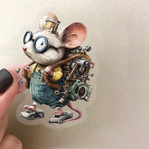 50PCS Steampunk Animal Stickers – Vintage Victorian Mechanical Creatures Waterproof Clear Stickers for Journaling, Scrapbooking, Crafts, Laptops, Art Projects
