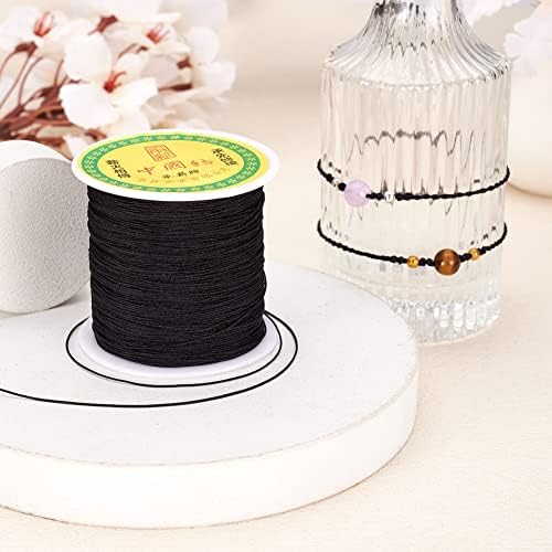 150 Yards 0.5mm Black Nylon Cord Chinese Knotting Cord Friendship Bracelet String Nylon Beading Thread for Kumihimo Necklace Jewelry Tassels Craft