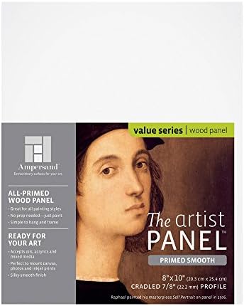 Ampersand Artist Panel Primed Smooth Surface for Painting and Mixed-Media, 7/8 Inch Depth, 8X10 Inch (PWP750810)