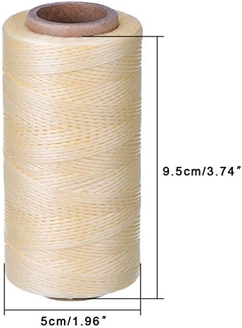 Eboot 284 Yards Waxed Thread 150d 1 mm Leather Sewing Waxed Thread Cord for Leather Craft DIY, Bookbinding, Shoe Repairing, Hand Stitching(Beige)