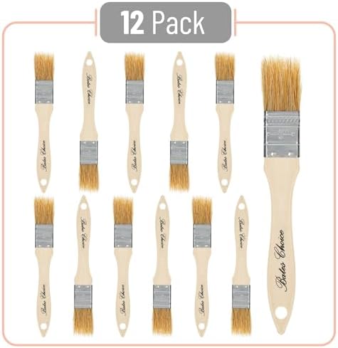 Bates- Chip Paint Brushes, 1-Inch, 12 Pack, Natural Bristle