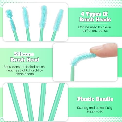 20 Pcs Sewing Machine Cleaning Brushes Reusable Silicone Cleaner,Mint Green