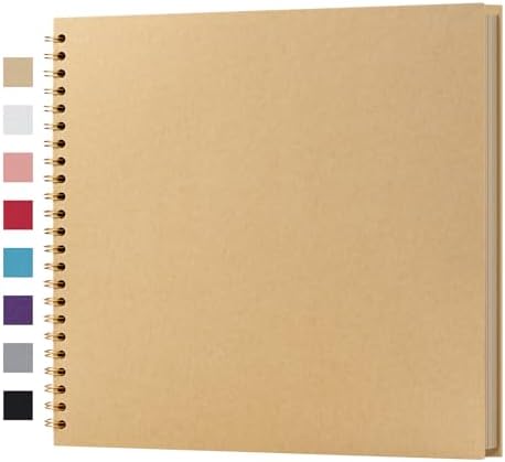 potricher 12 x 12 Inch Large DIY Scrapbook Photo Album 40 Pages, Yellow | Thick Kraft Paper Scrap Book Photo Albums, Memory Book for Wedding, Anniversary, Baby, Family, Travel, DIY Projects