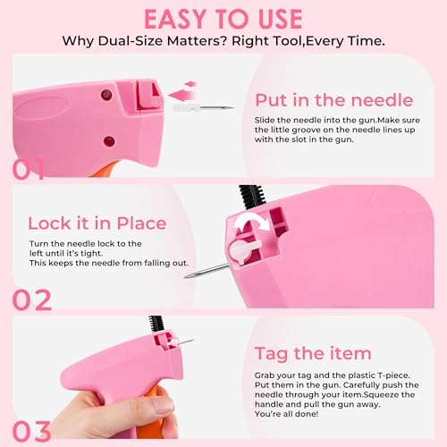 Stitch Gun for Clothes - Handheld Stitch Gun Quick Clothing Fixer - Tagging Gun - Includes 6 Needle, 1000 Black Fasteners & 1001 White Fasteners