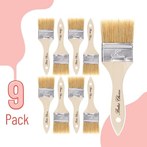 Bates- Chip Paint Brushes, 2 Inch, 9 Pack, Natural Bristle with Wood Handle