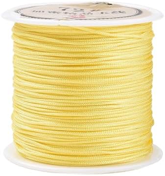 43 Yards Nylon String Friendship Bracelets String 0.8mm Nylon Beading Thread Braided Chinese Knotting Cord Macrame Cords for Kumihimo Necklaces Tassels Jewelry Crafts (Yellow)