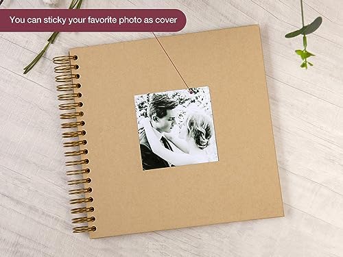 potricher 10 x 10 Inch DIY Scrapbook Photo Album 80 Pages, Yellow | Thick Kraft Paper Scrap Book Photo Albums, Memory Book for Wedding, Anniversary, Baby, Family, Travel, DIY Projects