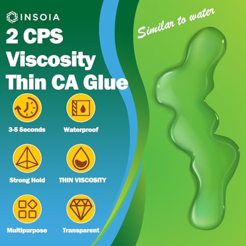 INSOIA Super Thin CA Glue, 20g, Strong Bond, with Precision Tips