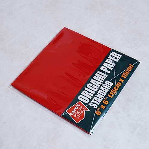 [Taro's Origami Studio] Standard 6 Inch One Sided Single Colors (Red) 50 Sheets (All Same Color) Square Easy Fold Premium Japanese Paper for Beginner