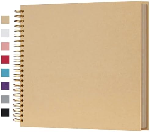 potricher 12 x 12 Inch Large DIY Scrapbook Photo Album 80 Pages, Yellow | Thick Kraft Paper Scrap Book Photo Albums, Memory Book for Wedding, Anniversary, Baby, Family, Travel, DIY Projects