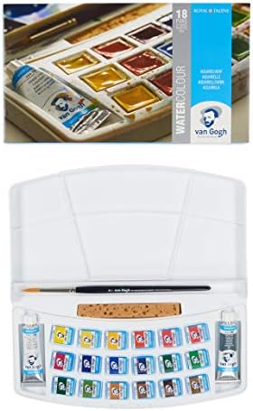 Van Gogh Watercolor Paint Set, 18 Half-Pan and 2 0.33 fl oz Tubes Set