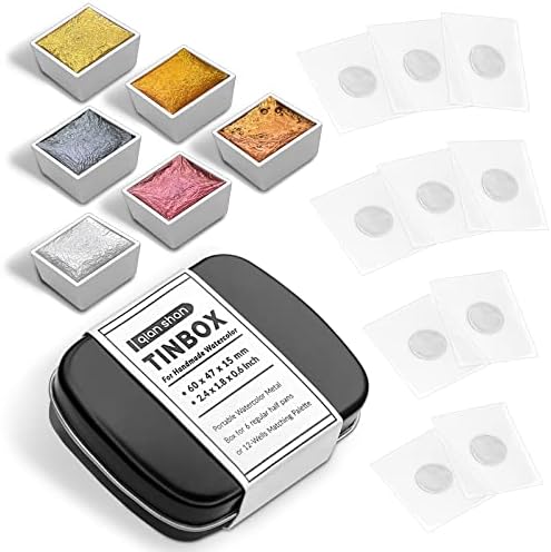 Mini Portable Handmade Artist Watercolor Paint,6 Metallic Solid Watercolor