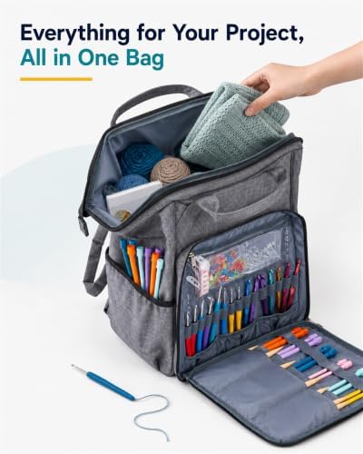 HOMEST Crochet Bag Organizer for Yarn Storage, Knitting Bag and Accessories