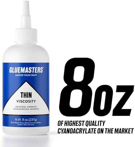 Industrial Grade Cyanoacrylate Adhesive - 8 Oz Thin Viscosity, Extra Large, Protective Cap