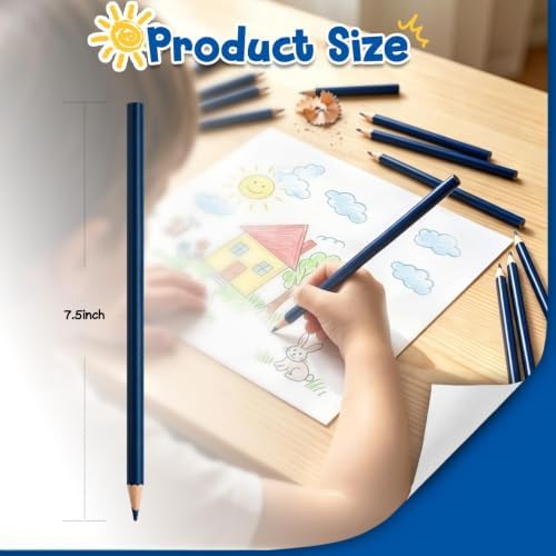 24 PCS Dark Blue Colored Pencils, Pre-sharpened Professional Wooden Art Pencils Set for Artists Painting | Premium Drawing Sketching Supplies