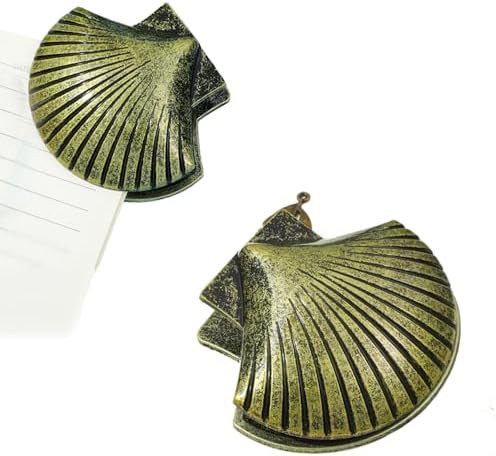 Shell Metal Binder Clip, Gold Vintage Book Clip for Journal Organization