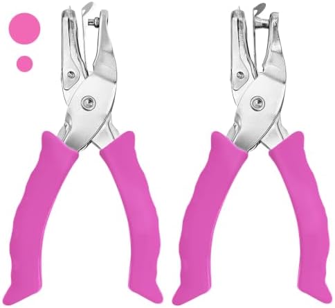 Single Hole Punch 2 Pack, 1/4" and 1/8" Hole Punch with Soft Grip Pink