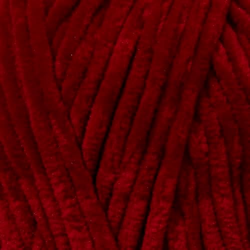 Velvet Lux Chenille Yarn for Crocheting and Knitting, 2 Pack Bulk Chunky Yarn, Super Soft Velvet Yarn for Amigurumi, Baby Blankets & Home Decor — 100g/120yds per Skein (Dark Scarlet)