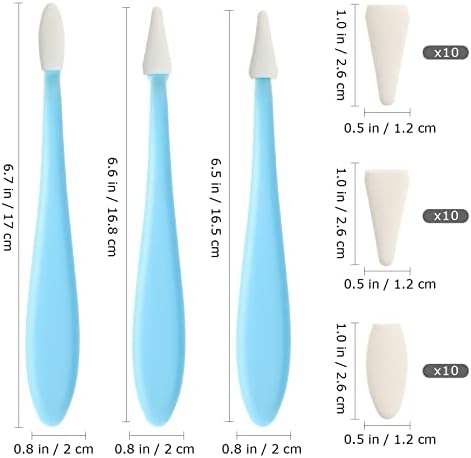 Sketch Drawing Tools Set: 3pcs Plastic Washable Sponge Wiper with 30 Replacement Heads for Blending, Erasing, and Charcoal Art