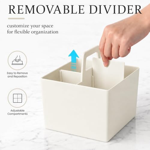 Multipurpose Caddy Organizer with Handle Plastic Desk Storage, White