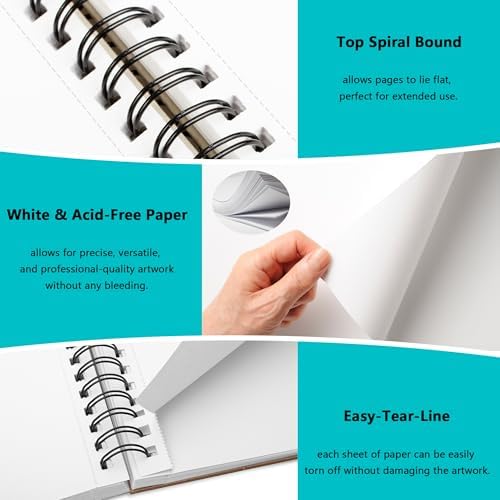 WINNER 9" x 12" Sketch Book 4 Pack, 400 Sheets Spiral Bound Art Sketchbook, 68lb/100gsm White Acid Free Drawing Pad, Sketching Doodling Drawing Writing Sketch Pad, Art Supplies for Back to School