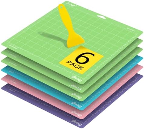 Ecraft 12x12 Cutting Mat 6-Pack (Standard, Light, Strong, Fabric Adhesive) Compatible with Cricut Maker 3/4/Maker, Explore 3/4/Air 2/One, Multi Adhesive Sticky Craft Mats Accessories