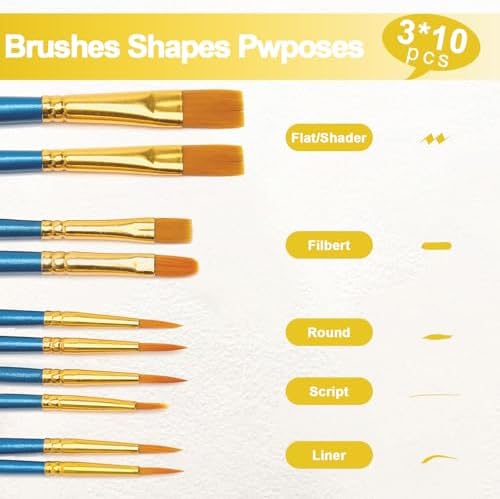 Mini Easels 6 Pack, Small Easels for Painting 24cm/9 Inch, Folding Design, Small Easel with 6 Palettes and 30 Brushes, Suitable for Outdoor Painting Party