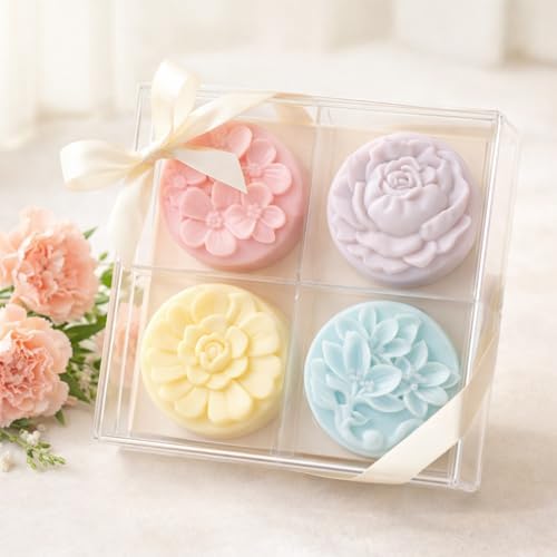 2Pack Flower Soap Molds Flowers Silicone Mold 3D Rose Mold 8 Different Shapes Rose Peony Peach Blossom Silicone Molds Handmade Soap Mould for Wax Soap Candle Lotion Bath Bombs Ice Cube Cake Chocolate