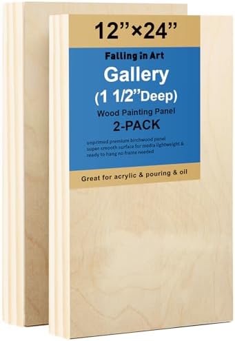 Falling in Art 2 Pack 12x24'' Unfinished Birch Wood Panels for Painting
